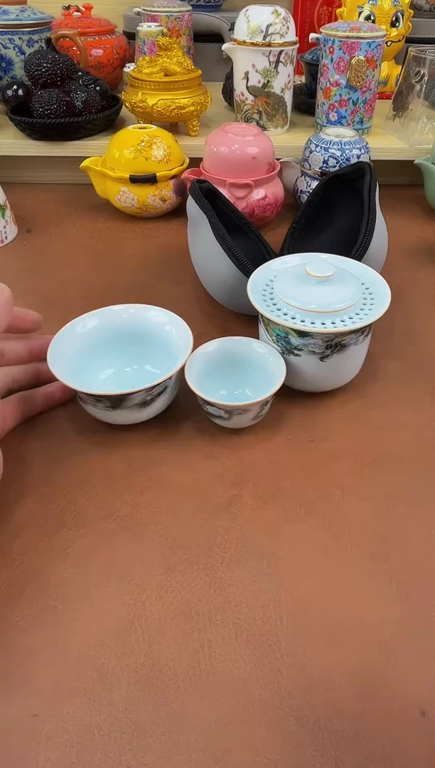 陶瓷茶具摆件旅行套组