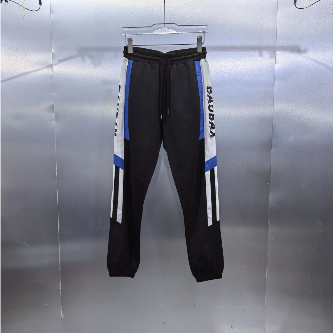 T03-111648-BBA春秋季裤腿拼接设计直筒束脚休闲裤