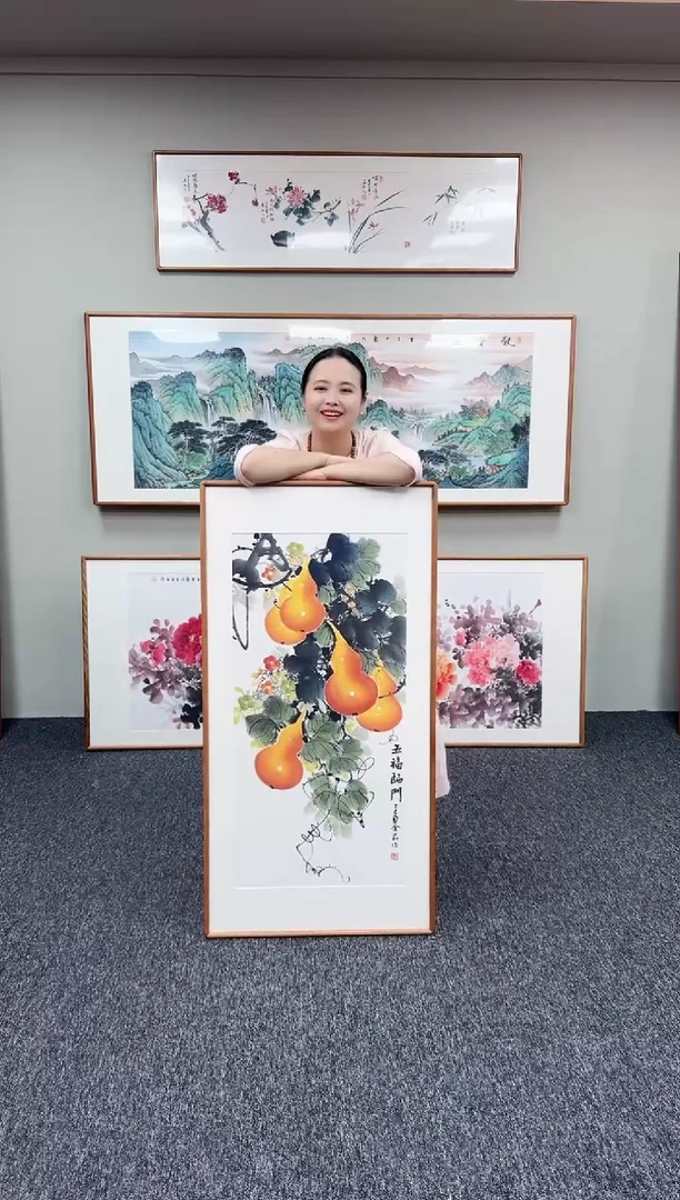 国画葫芦120*60手绘作品