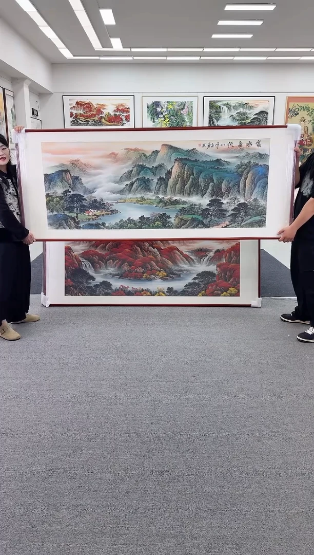 国画手绘  富水长流  219*88