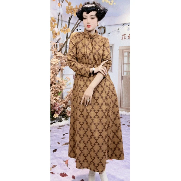 72922 时尚气质网红中长款冬季洋气女士连衣裙