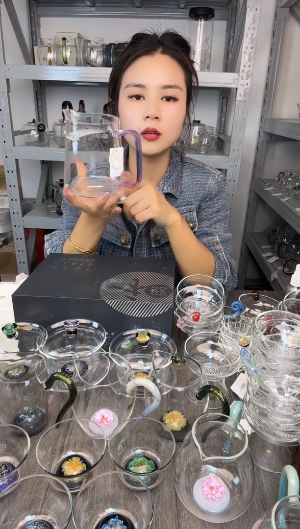 手工艺品玻璃风谜 新月茶器紫罗兰