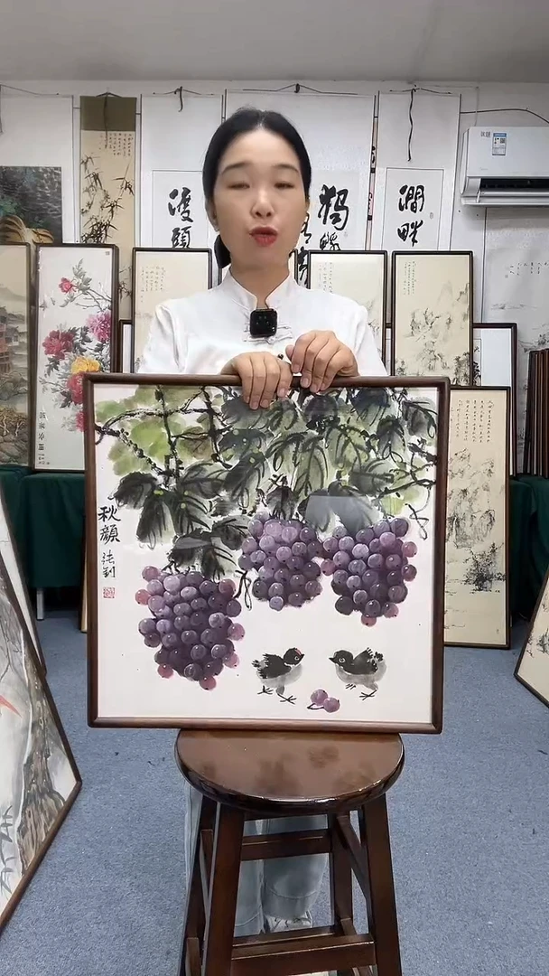 国画52*52实木画框京东包邮手绘