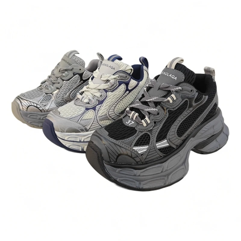 秋季新款厚底时尚老爹鞋做旧擦色复古百搭休闲鞋80100A