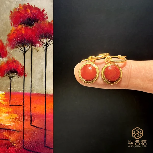 铭昌福精品红耳环（11mm）1217-6