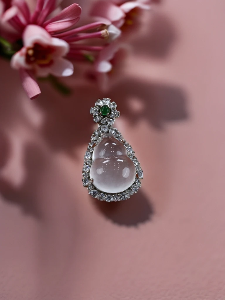 【葫芦】燃料天然石英质玉S925银葫芦吊坠女士轻奢镶嵌时尚锁骨链