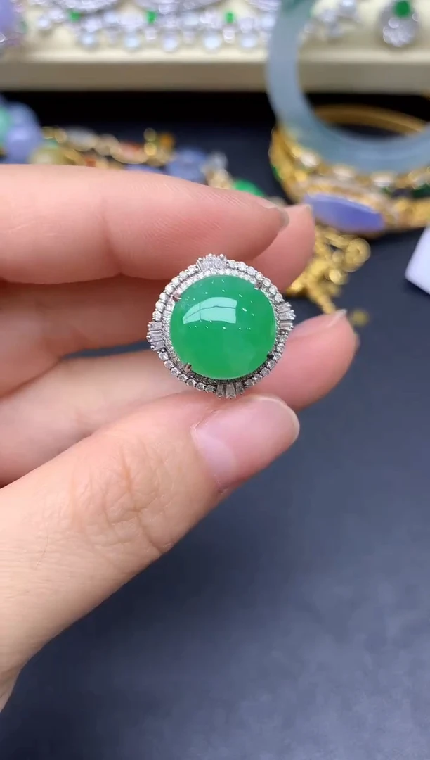 18K金镶嵌戒指翡翠169-雪姐翡翠天天见