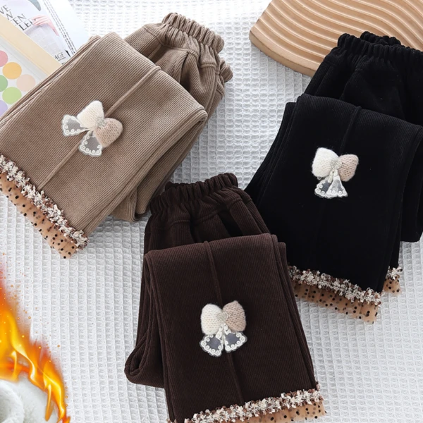 【加绒加厚喇叭裤】女童裤子加绒加厚冬季外穿保暖新款洋气儿童裤