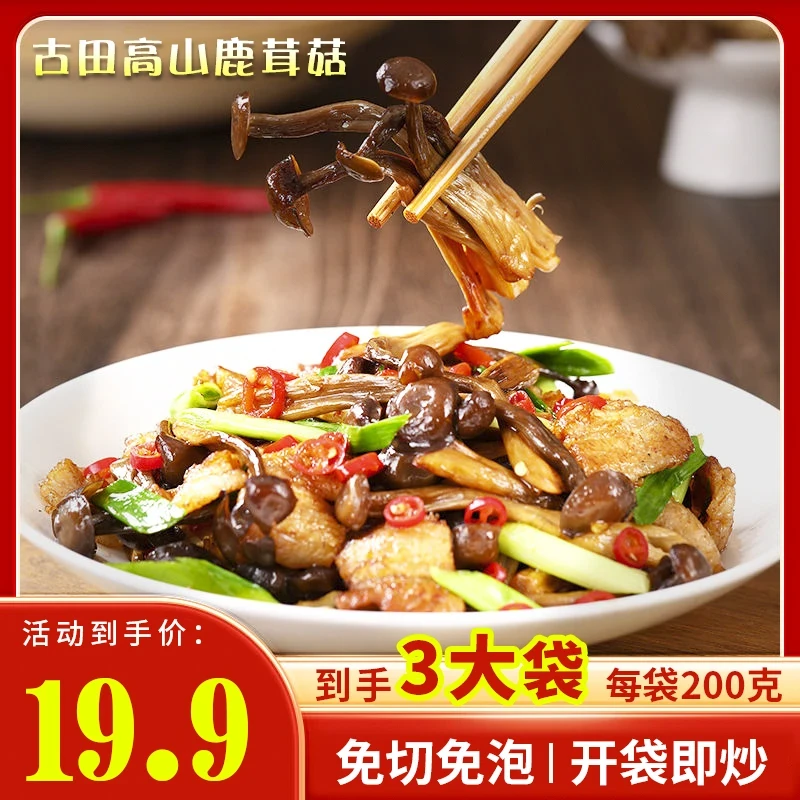 到手3袋】头茬优质高山鹿茸菇非干货200g/袋免泡发