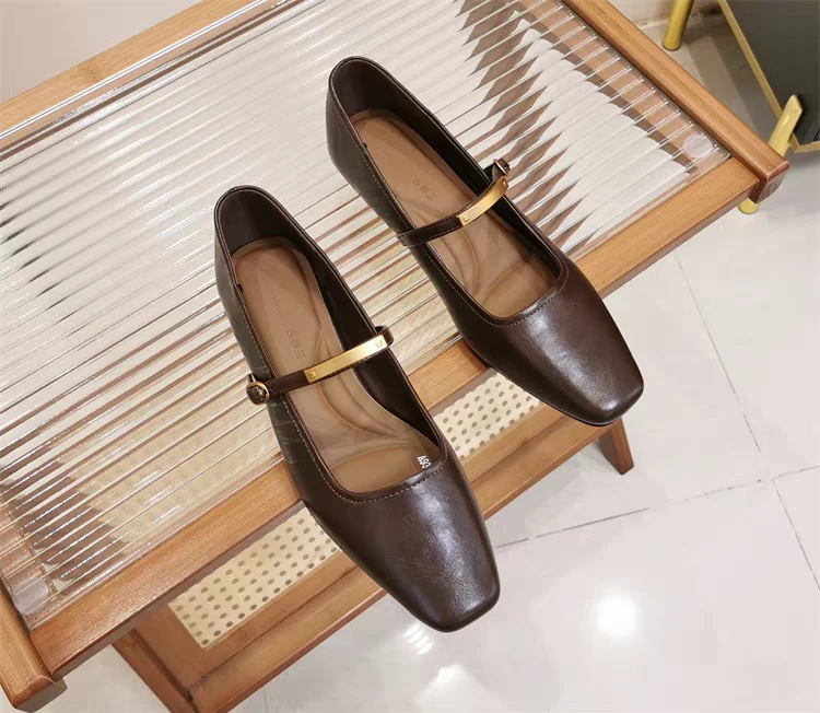 女鞋皮鞋单鞋百搭复古平底浅口乐福鞋软底春季粗跟英伦风韩版方头