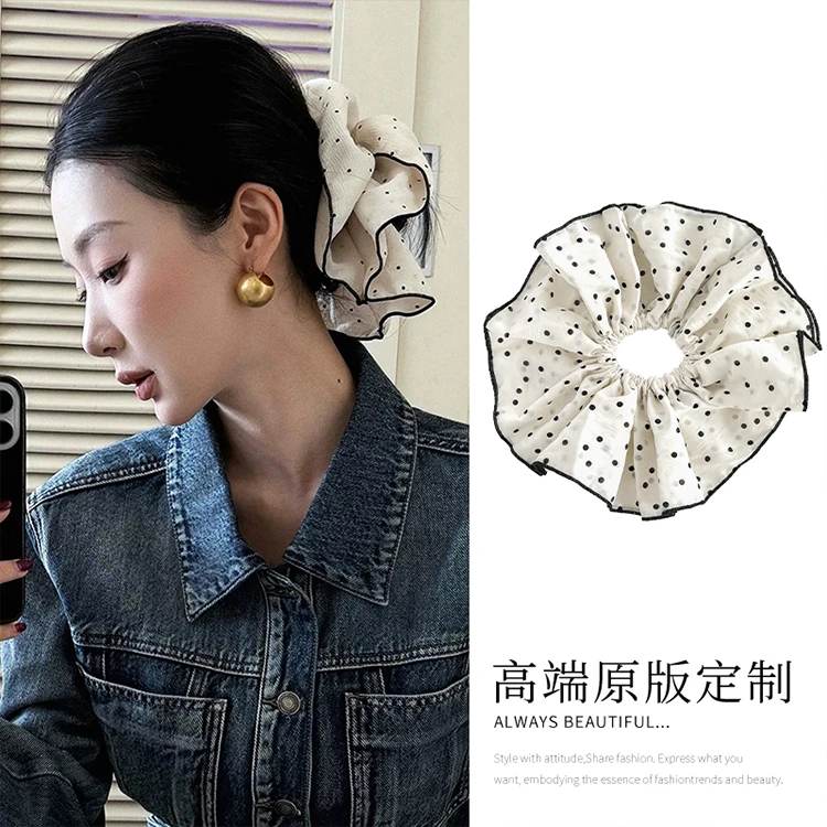 双层波点云朵大肠发圈韩系慵懒感ins气质个性百搭发绳头饰网红女