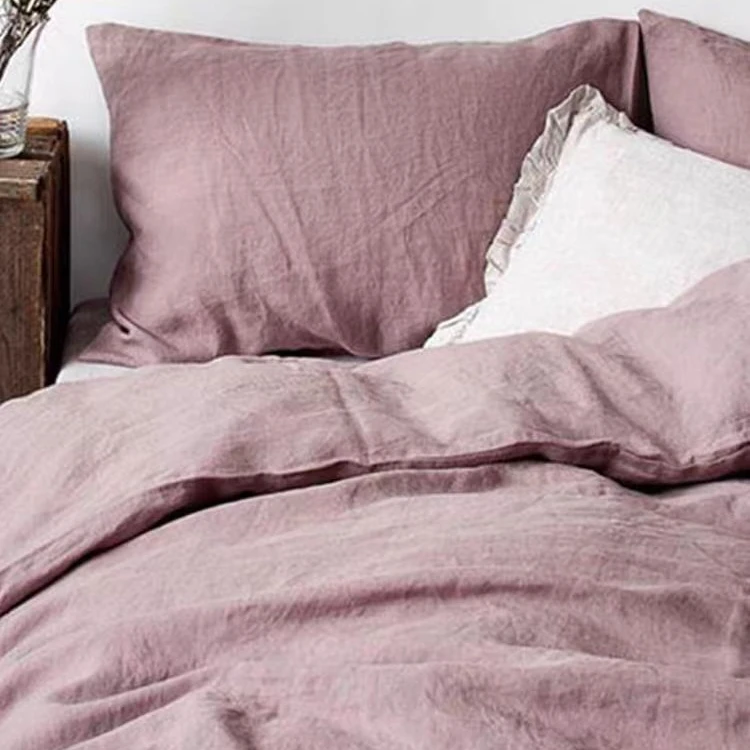 亚麻床单三件套简约纯色抑菌除螨吸汗透气