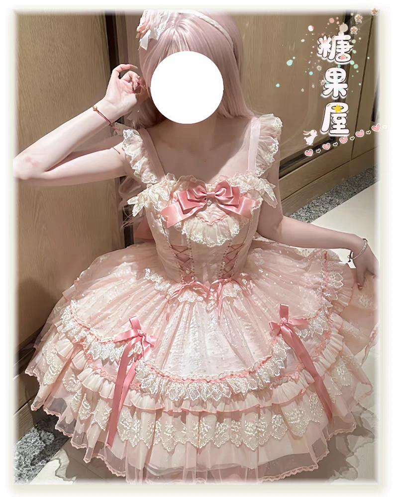 【 糖果屋JSK】 织锦园原创lolita甜美可爱lo裙纯色夏日蛋糕裙礼服