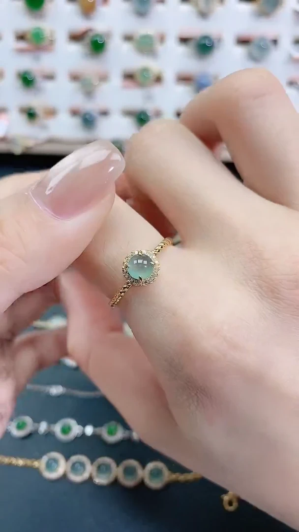 银S925镶嵌戒指翡翠天然翡翠