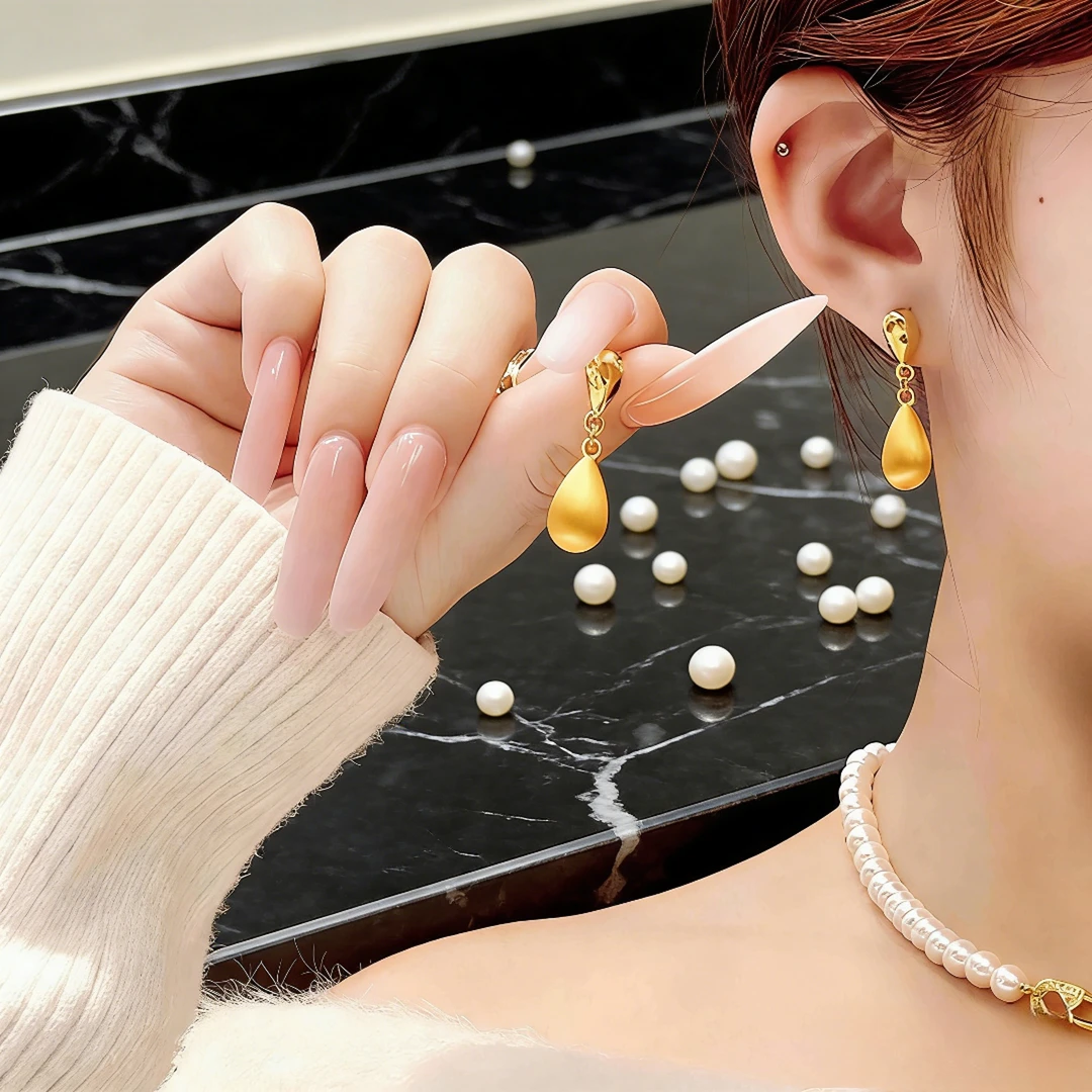 【美丽专属】水滴亮泽耳坠 磨砂质感  灵动造型 日常戴超显气质