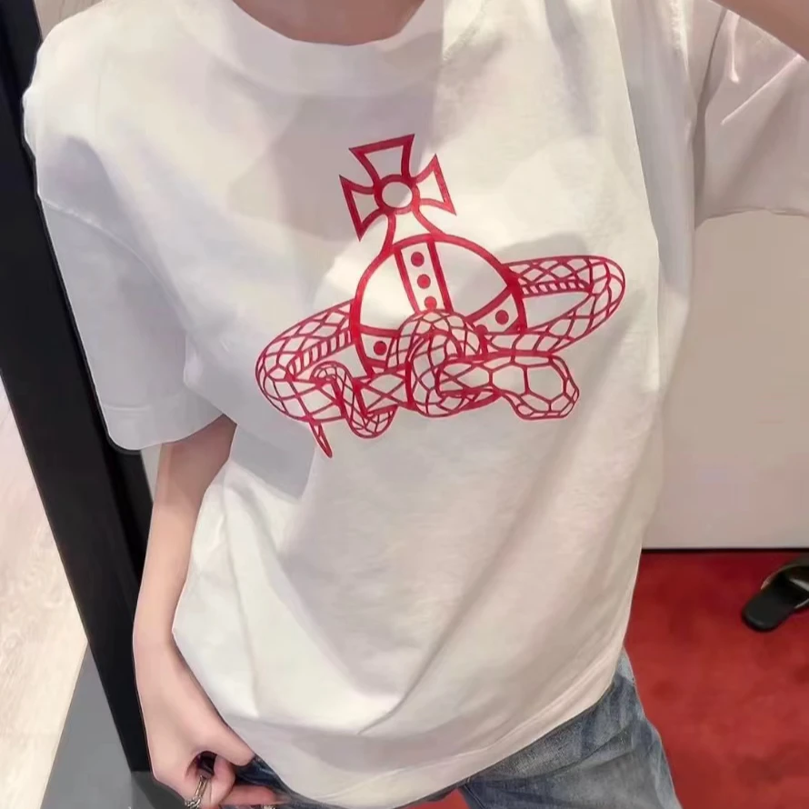 【主播推荐】红蛇短袖-均码-圆领宽松时尚