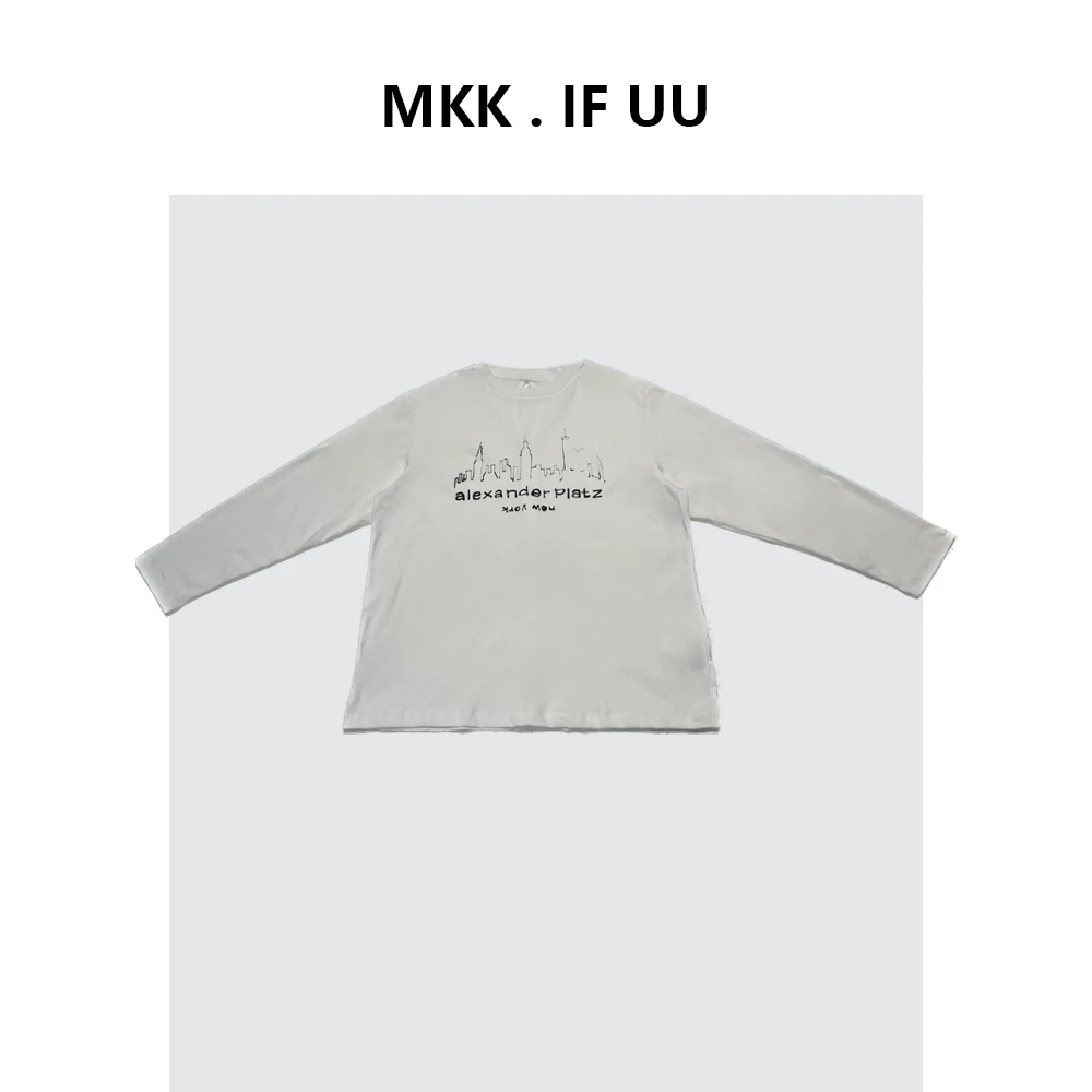 KEKE 推荐 2025早秋美式复古印花长袖T恤