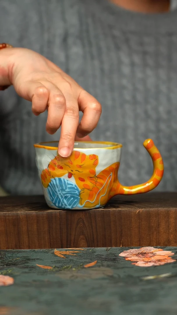 杯釉下彩手工手绘同款陶器