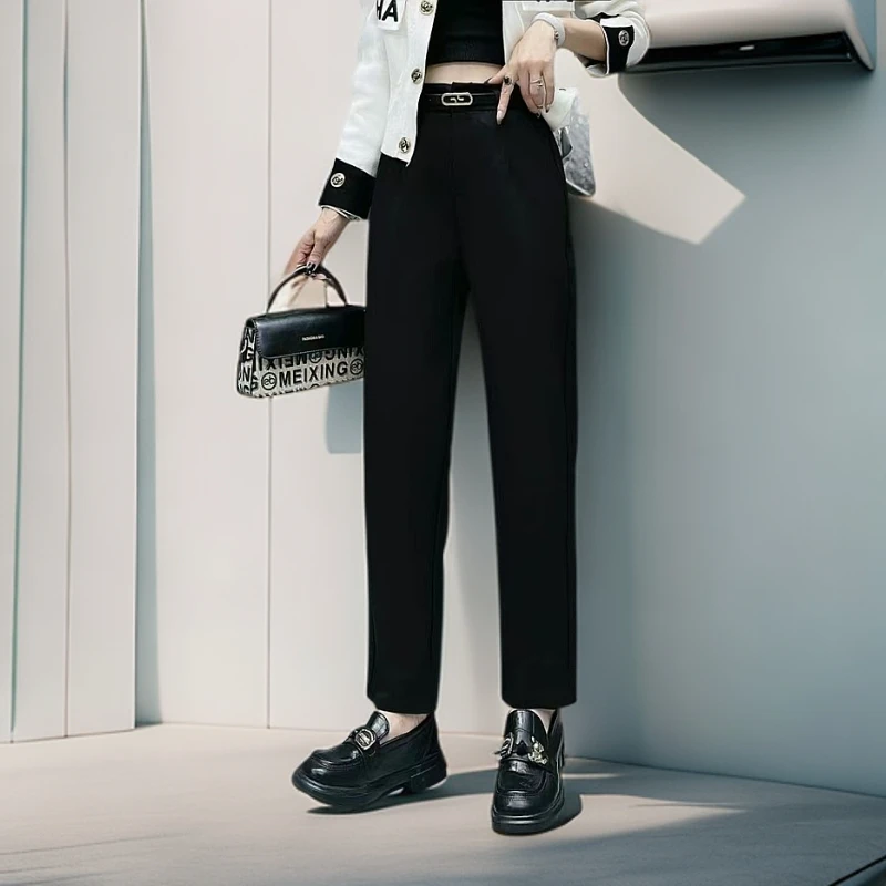 【锦衣服饰 无腰带】YY 2028黑色小裤筒西裤