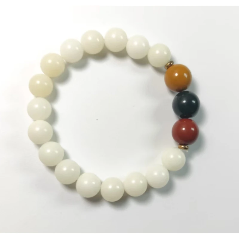 白玉菩提三色珠男女佛珠手链手串-S0043（无礼盒）