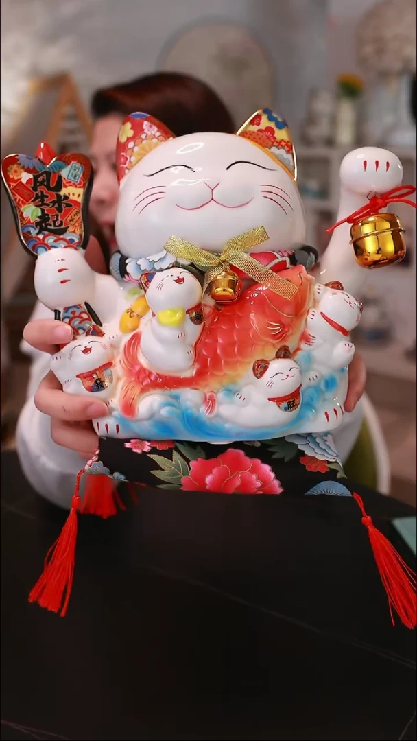 【闪购商品】`11寸风生水起招财猫<E602>