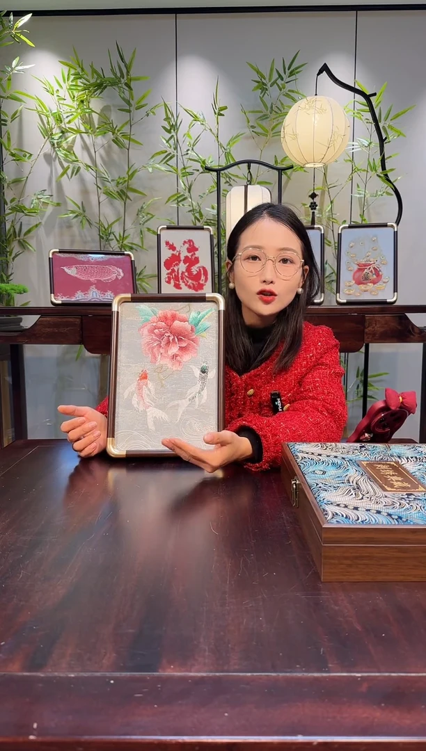 布刺绣摆台，高端刺绣艺术藏品！