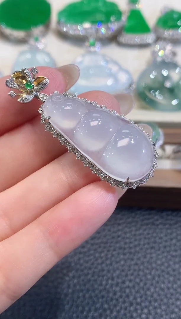 吊坠(不含链)18K金镶嵌翡翠b19