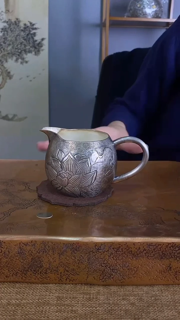 不二银工荷花公杯 约182.8g240ml 足银999