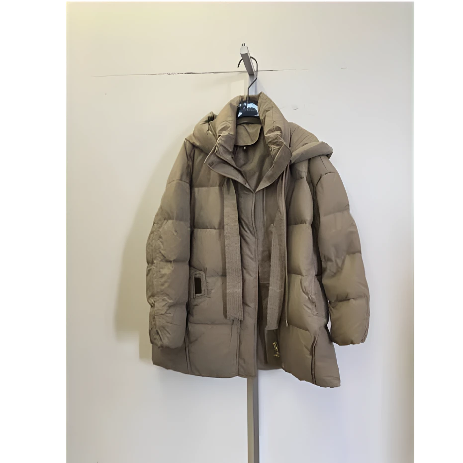 X-MOOM2024冬季女士新款连帽双根帽绳一手长羽绒服ZXDYY82184