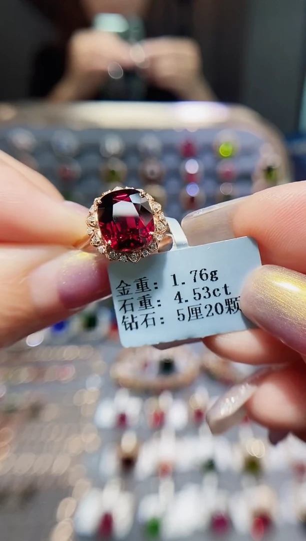 石榴石戒指18K金镶嵌4.53.