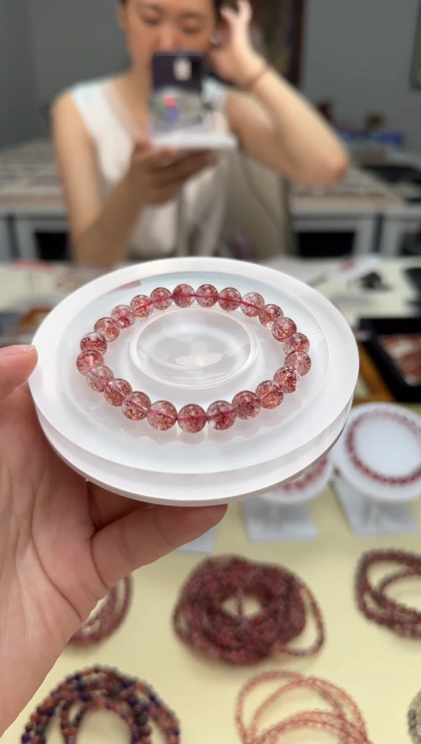 未镶嵌手串水晶芬达金草莓8mm 多样性发一