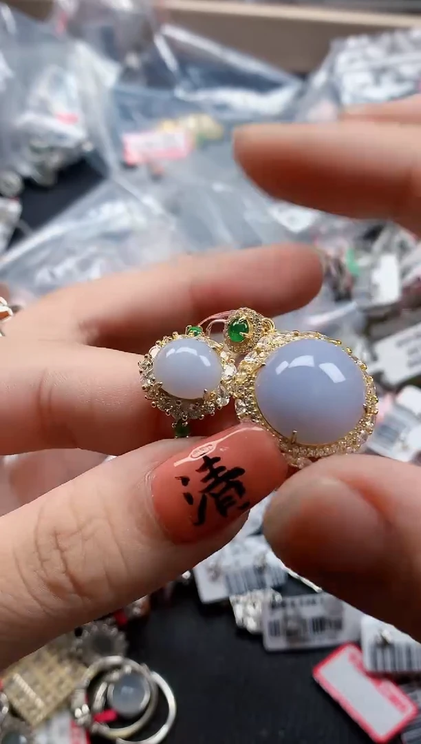 银S925镶嵌戒指翡翠天然A货缅甸翡翠