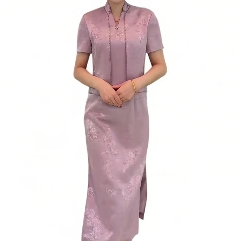 2025年新爆款喜妈妈礼服时尚洋气优雅时尚高档奢华显白显高提花