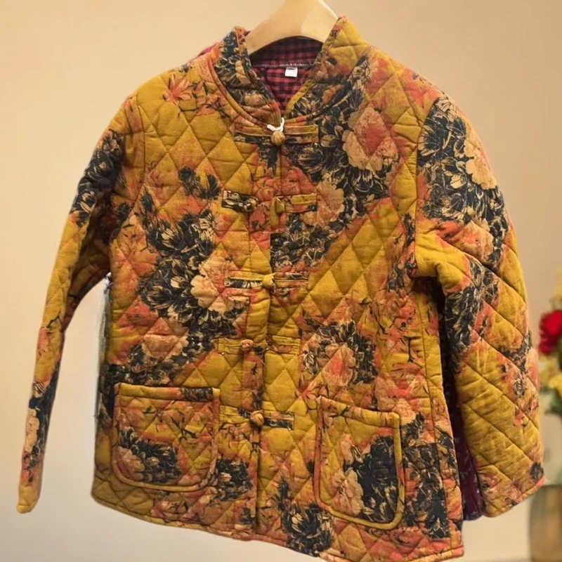 956-时尚中老年女装民族风花色小棉服