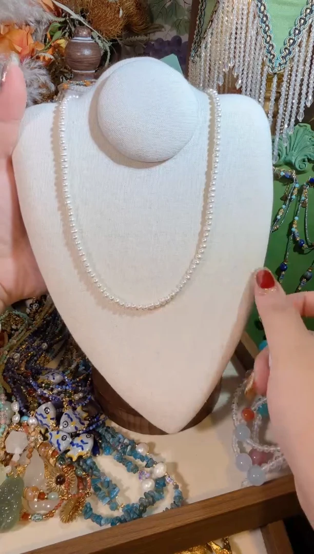 项链银S925镶嵌淡水珍珠4-5mm 369