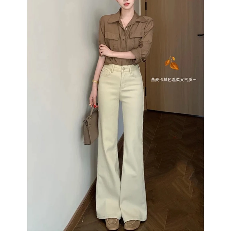 【南瓜定制】微喇牛仔裤韩版休闲女无弹力裤子单料/加绒牛仔裤3170
