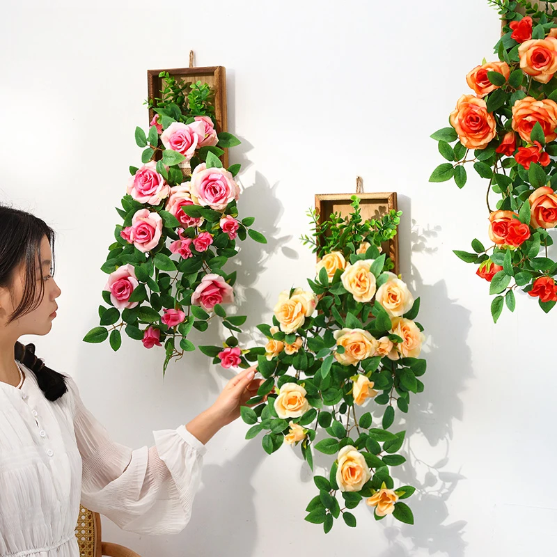 仿真植物墙面装饰玫瑰仿真花假花艺挂饰家居卧室仿真花高级感逼真