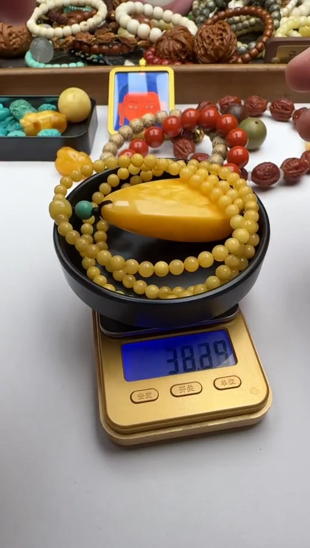 裸石蜜蜡未镶嵌原矿蜜蜡配饰长串108