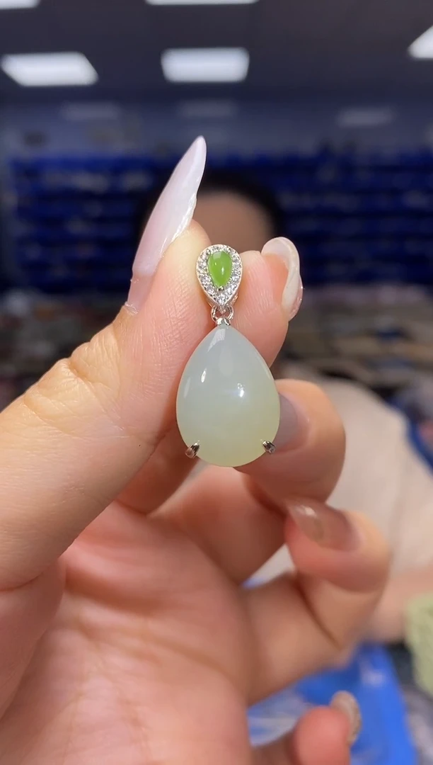 和田玉银S925镶嵌吊坠(不含链)DZ5832