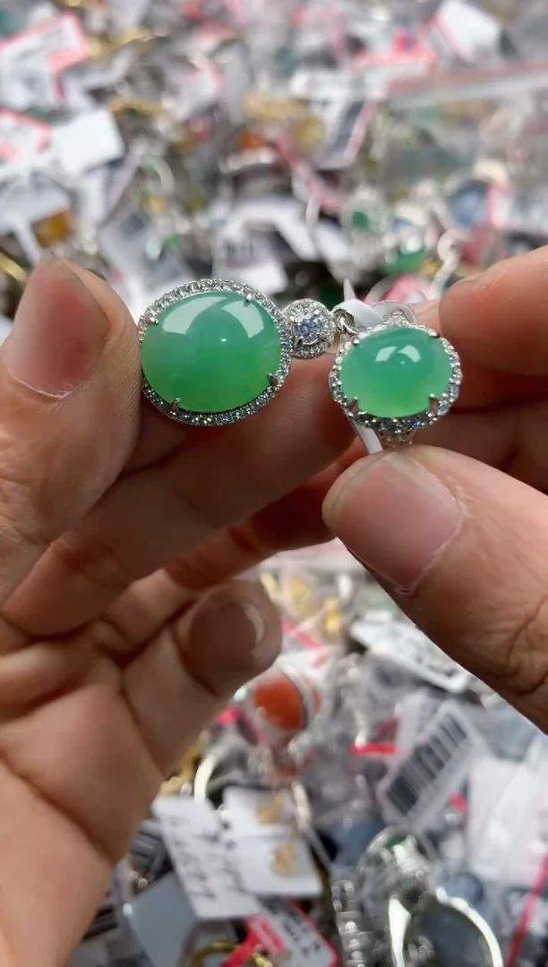 银S925镶嵌戒指翡翠999-----9