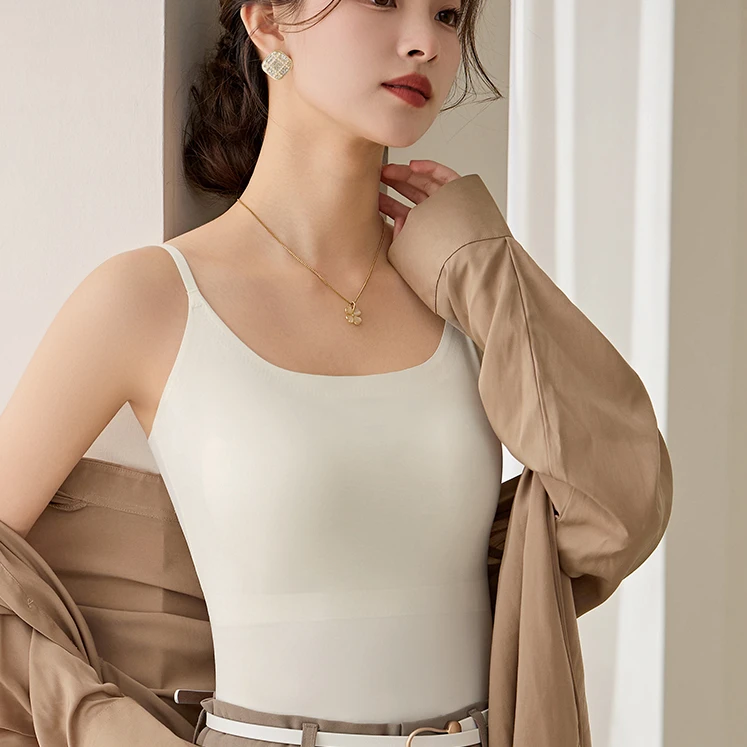 【运补6-10】T4 女士春夏10A抗菌山茶花内杯无痕冰丝吊带美背百搭