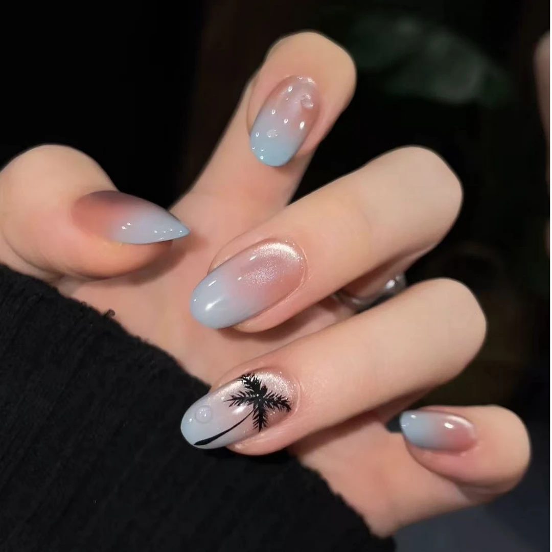 【椰林树影】纯手工美甲10片装  轻奢气质