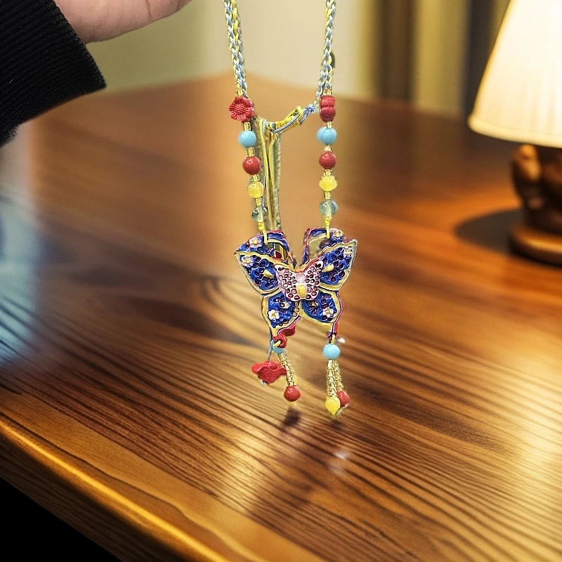 含辰砂工艺品朱砂蝴蝶挂件-110241