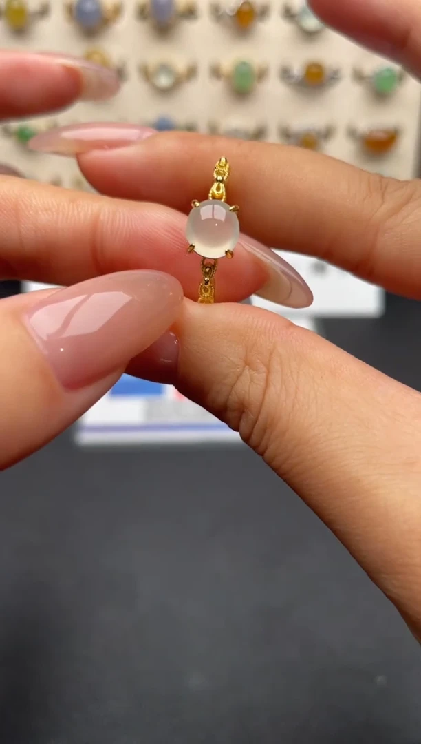 银S925镶嵌戒指翡翠一物一证一礼盒