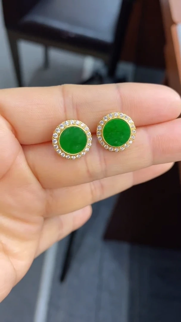 【闪购商品】翡翠耳饰银S925镶嵌耳饰