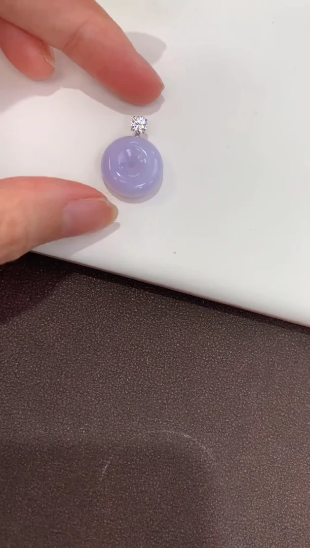 翡翠18K金镶嵌吊坠(赠链) 天然缅甸A货翡翠