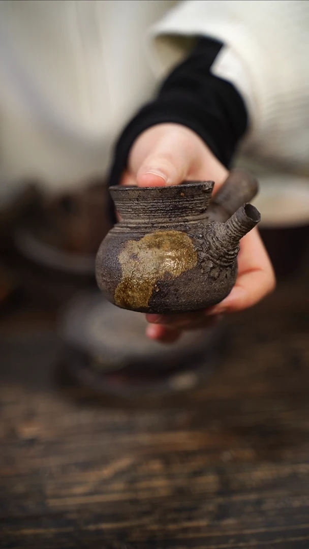 肆*全手工制作 南蛮爆裂纹侧把壶