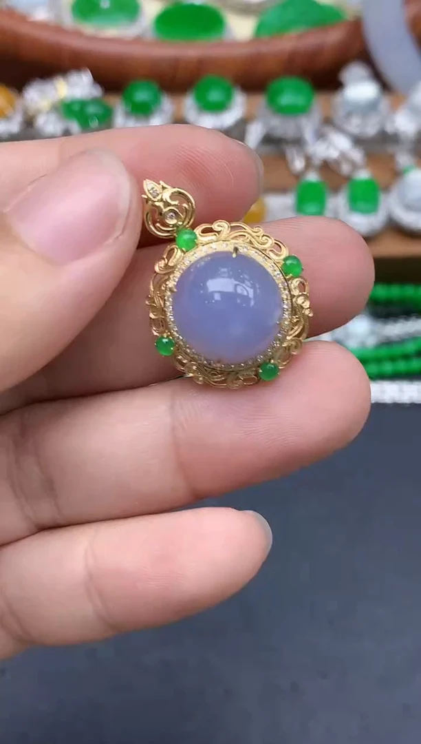 颈饰18K金镶嵌翡翠266-中国好珍宝