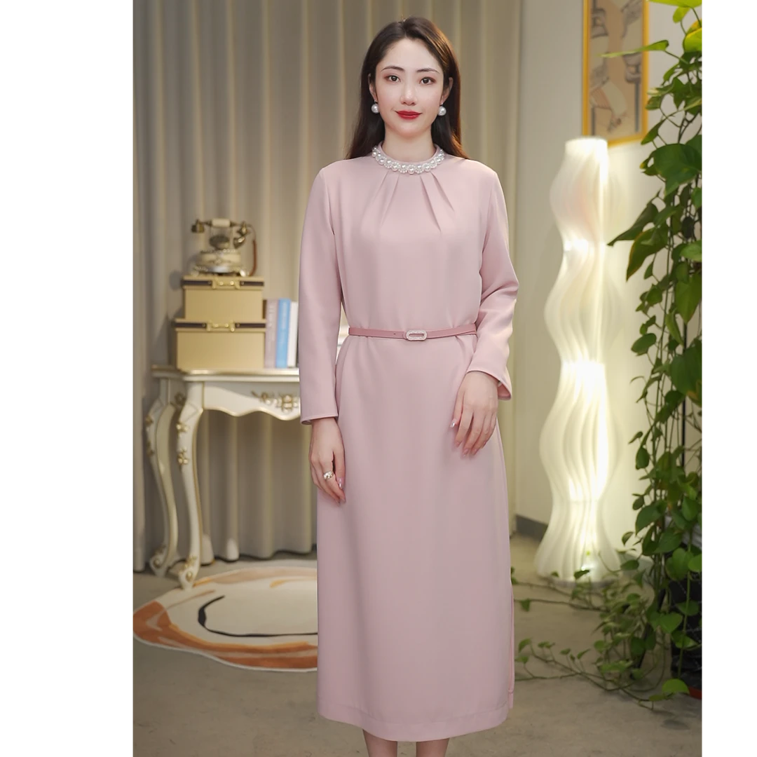 【七景超级太太】早春新款粉色修身时尚女士气质优雅女装SL25013