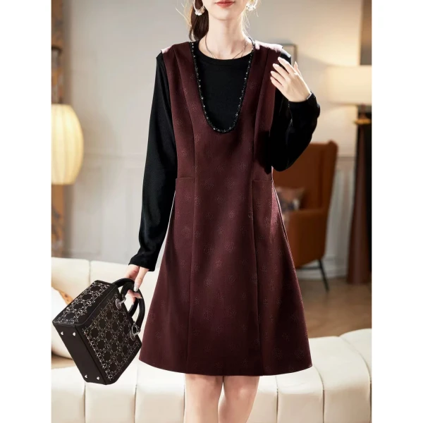 春季上新~时尚重工提花设计款连衣裙套装 T2963